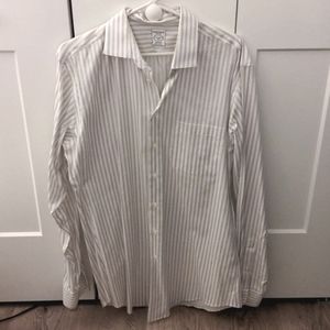 Pronto Uomo | White Striped No Iron Button Shirt 36/37 Tall